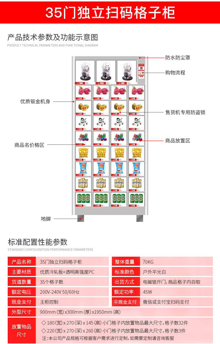 優(yōu)趣生活 自動售賣機 獨立掃碼35門格子柜 無人新零售(圖2)